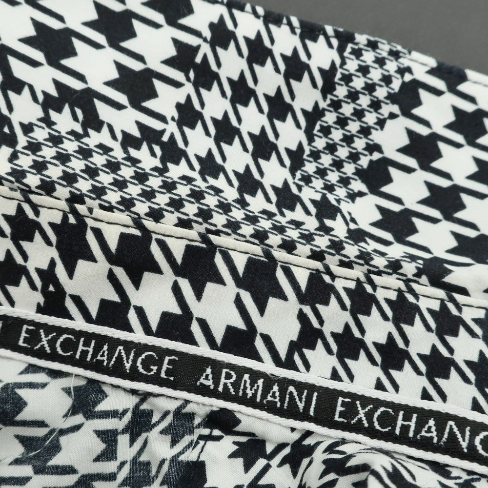 【中古】アルマーニ エクスチェンジ A/X ARMANI EXCHANGE コットン ハウンドトゥース ショートカラー カジュアルシャツ ブラックxホワイト【 S 】【 状態ランクC 】【 メンズ 】