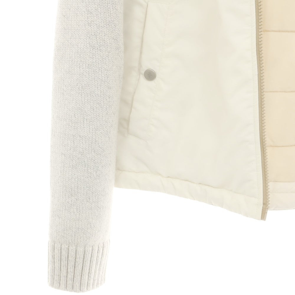 【中古】イレブンティ eleventy ニット切替 中綿ブルゾン ホワイトxグレー【 46 】【 状態ランクB 】【 メンズ 】