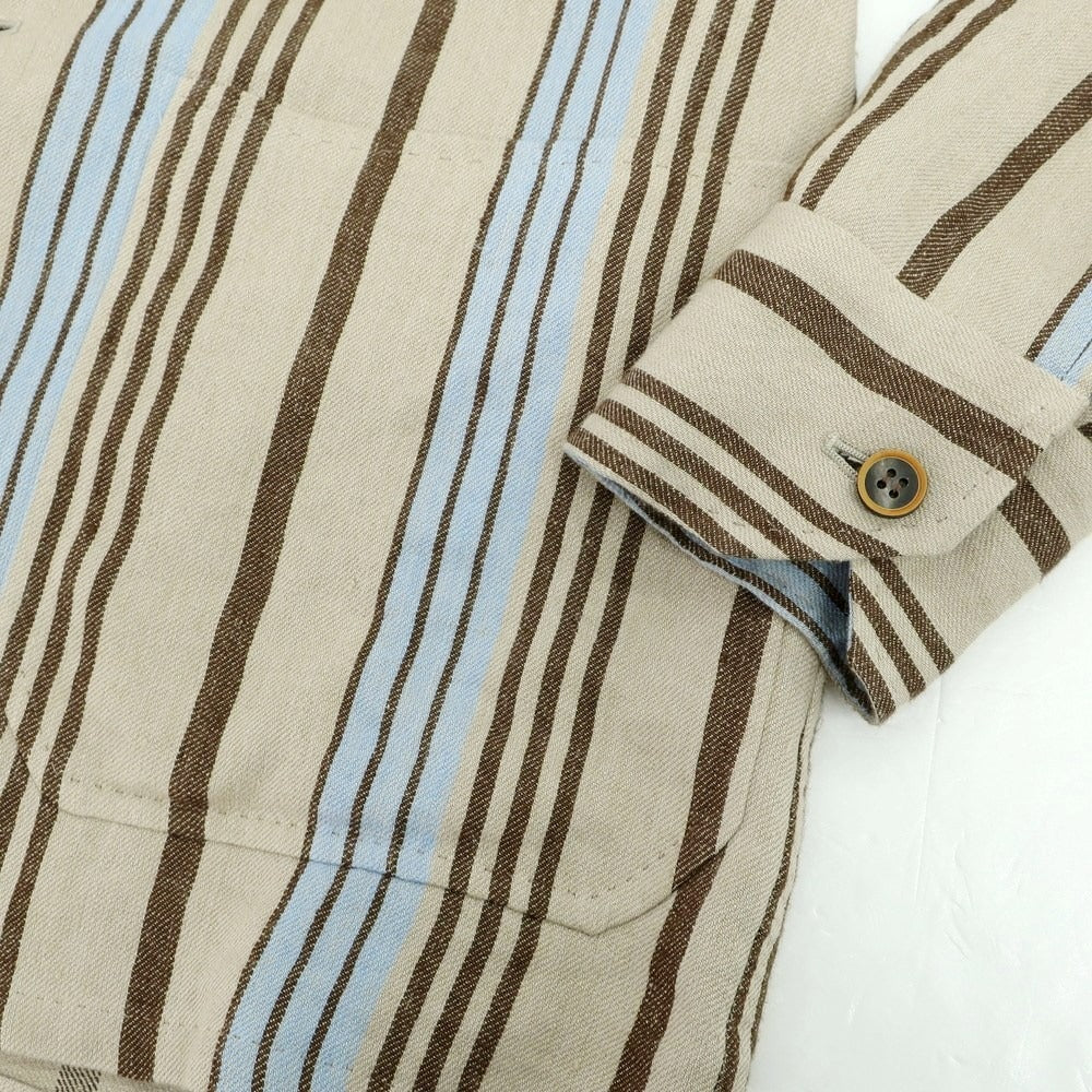 【中古】スティレ ラティーノ STILE LATINO リネン ストライプ カバーオール ジャケット ベージュxブラウン【 46 】【 状態ランクB 】【 メンズ 】