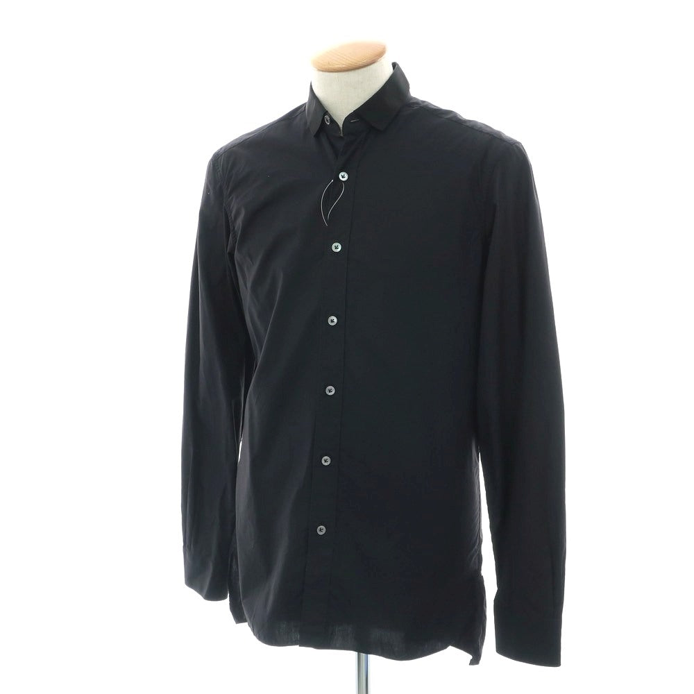 【中古】ランバン LANVIN コットン ショートカラー カジュアルシャツ ブラック【 37 】【 状態ランクC 】【 メンズ 】