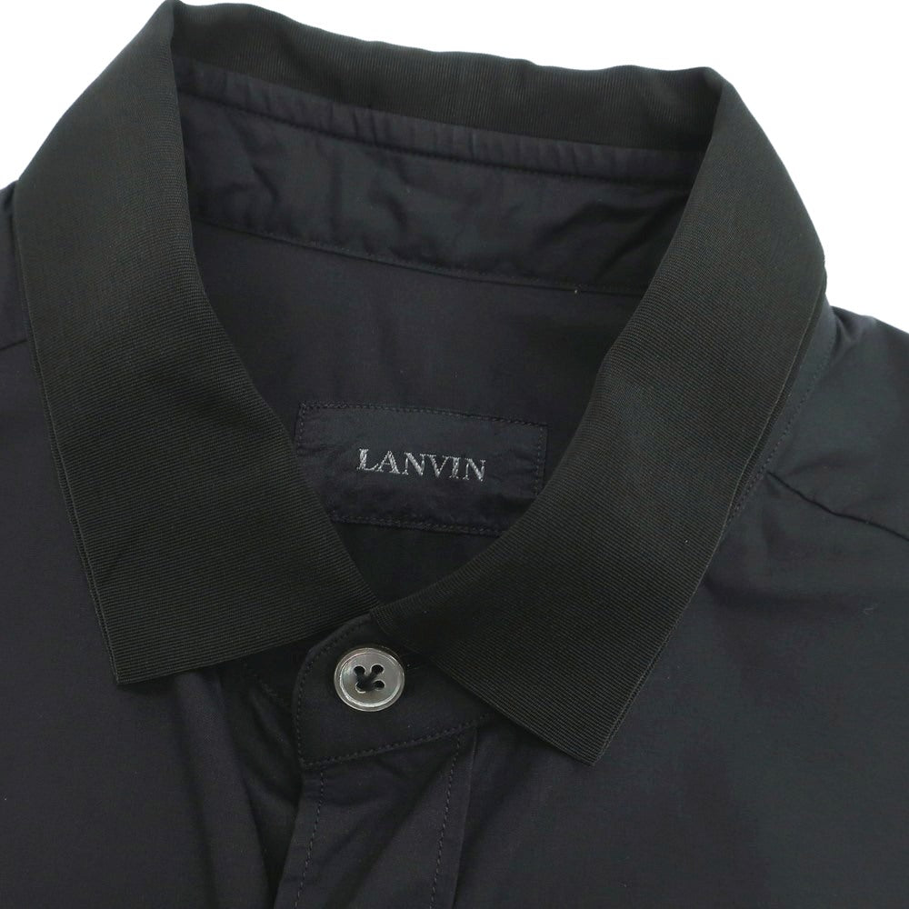 【中古】ランバン LANVIN コットン ショートカラー カジュアルシャツ ブラック【 37 】【 状態ランクC 】【 メンズ 】