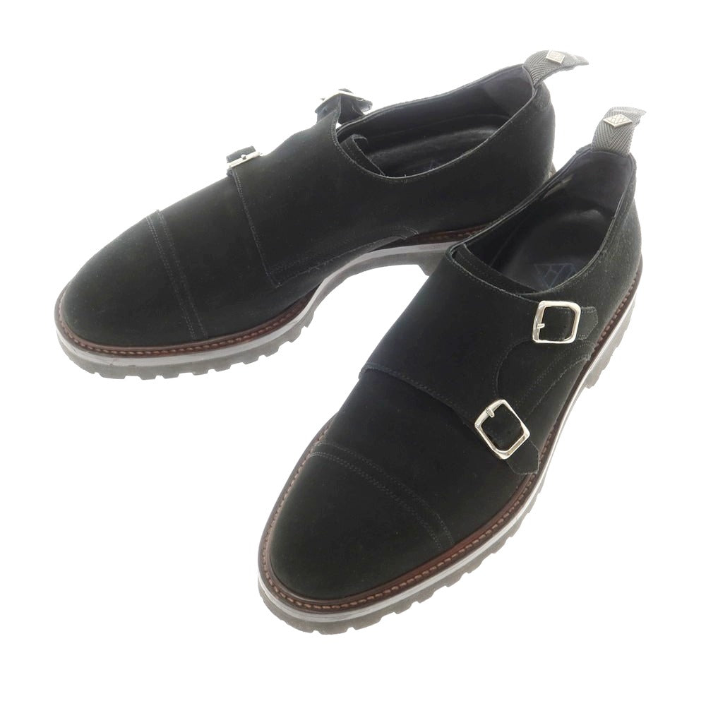 【中古】ダブルエイチ WH スエード ダブルモンク ドレスシューズ ブラック【 7 】【 状態ランクB 】【 メンズ 】