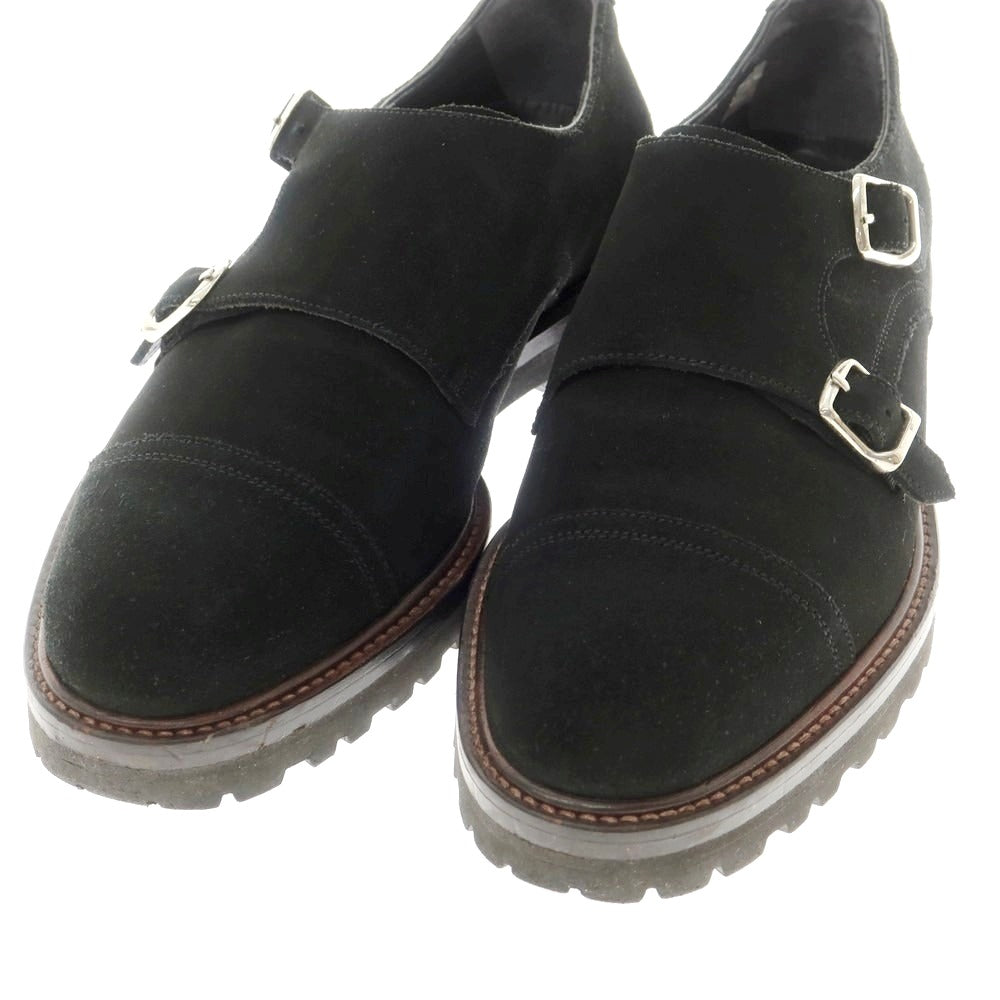 【中古】ダブルエイチ WH スエード ダブルモンク ドレスシューズ ブラック【 7 】【 状態ランクB 】【 メンズ 】