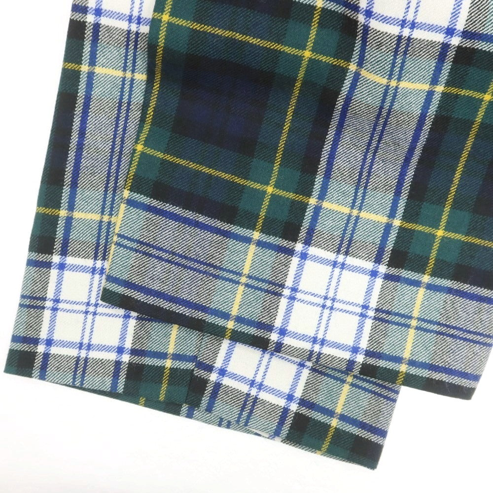 【中古】タンジェント Tangent ウール チェック カジュアルスラックスパンツ グリーンxネイビー【 44 】【 状態ランクB 】【 メンズ 】