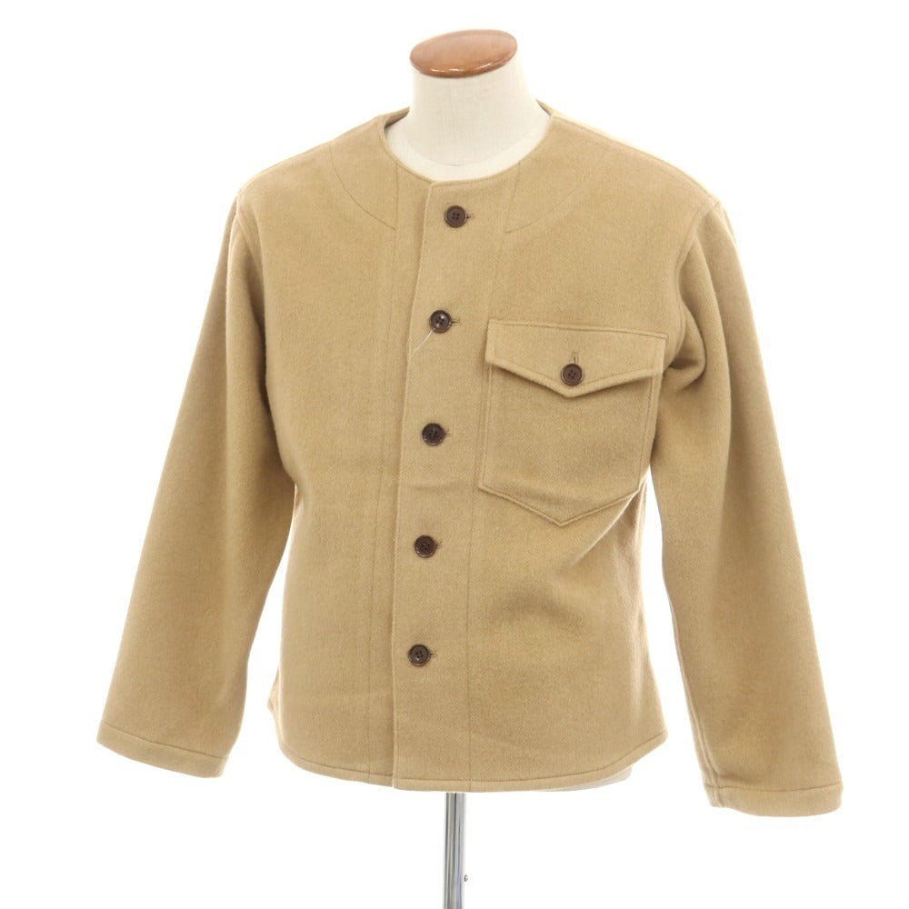 【中古】ラ テッラ LA TERRA ウール ノーカラージャケット ベージュ【 表記なし(M位) 】【 状態ランクA 】【 メンズ 】