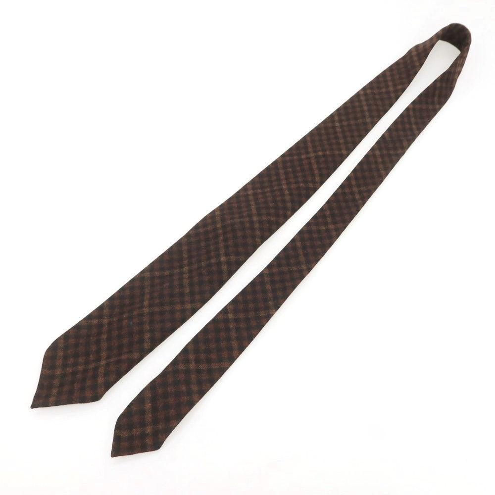 【中古】イージーカペッリ E.G.CAPPELLI ウール チェック柄ネクタイ ブラウン【 状態ランクA 】【 メンズ 】