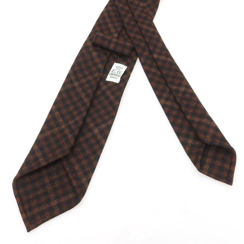 【中古】イージーカペッリ E.G.CAPPELLI ウール チェック柄ネクタイ ブラウン【 状態ランクA 】【 メンズ 】