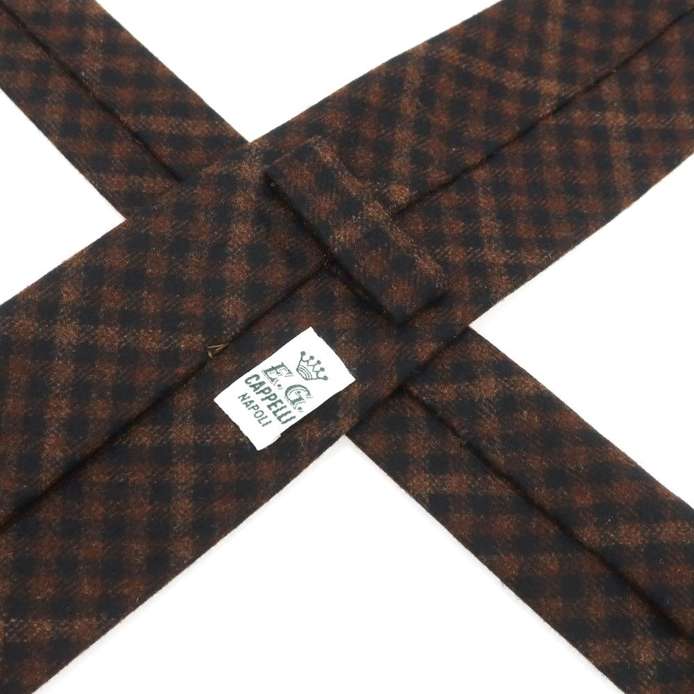 【中古】イージーカペッリ E.G.CAPPELLI ウール チェック柄ネクタイ ブラウン【 状態ランクA 】【 メンズ 】