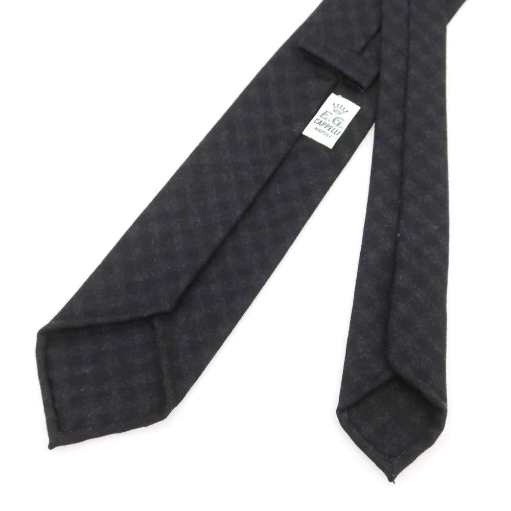 【中古】イージーカペッリ E.G.CAPPELLI ウール チェック柄ネクタイ ブラックxチャコールグレー【 状態ランクA 】【 メンズ 】