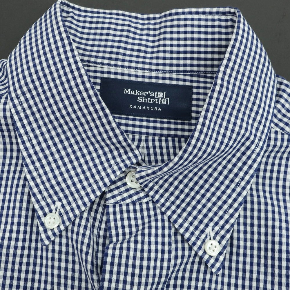 【中古】メイカーズシャツ カマクラ Makers Shirt 鎌倉 コットン ギンガムチェック ボタンダウン ドレスシャツ ネイビーxホワイト【 40 】【 状態ランクB 】【 メンズ 】