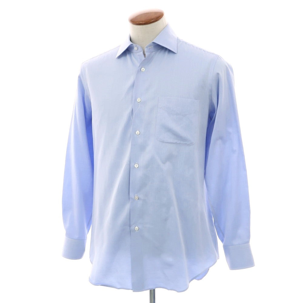 【中古】メイカーズシャツ カマクラ Makers Shirt 鎌倉 コットン セミワイドカラー ドレスシャツ ライトブルー【 表記なし(M位) 】【 状態ランクC 】【 メンズ 】