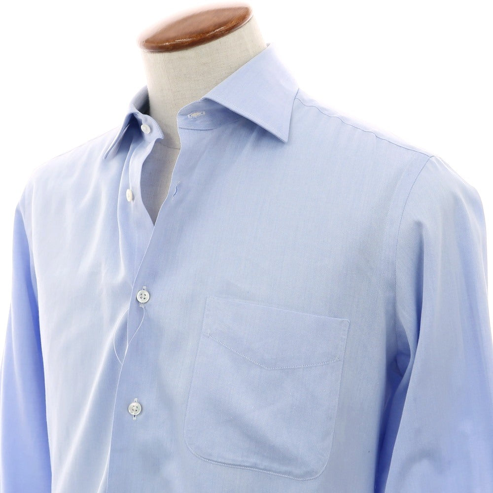 【中古】メイカーズシャツ カマクラ Makers Shirt 鎌倉 コットン セミワイドカラー ドレスシャツ ライトブルー【 表記なし(M位) 】【 状態ランクC 】【 メンズ 】