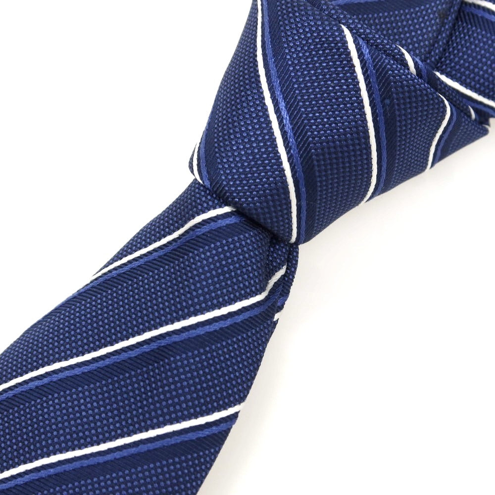 【中古】エンポリオ アルマーニ EMPORIO ARMANI シルク ストライプ柄ネクタイ ネイビーxホワイト【 状態ランクB 】【 メンズ 】