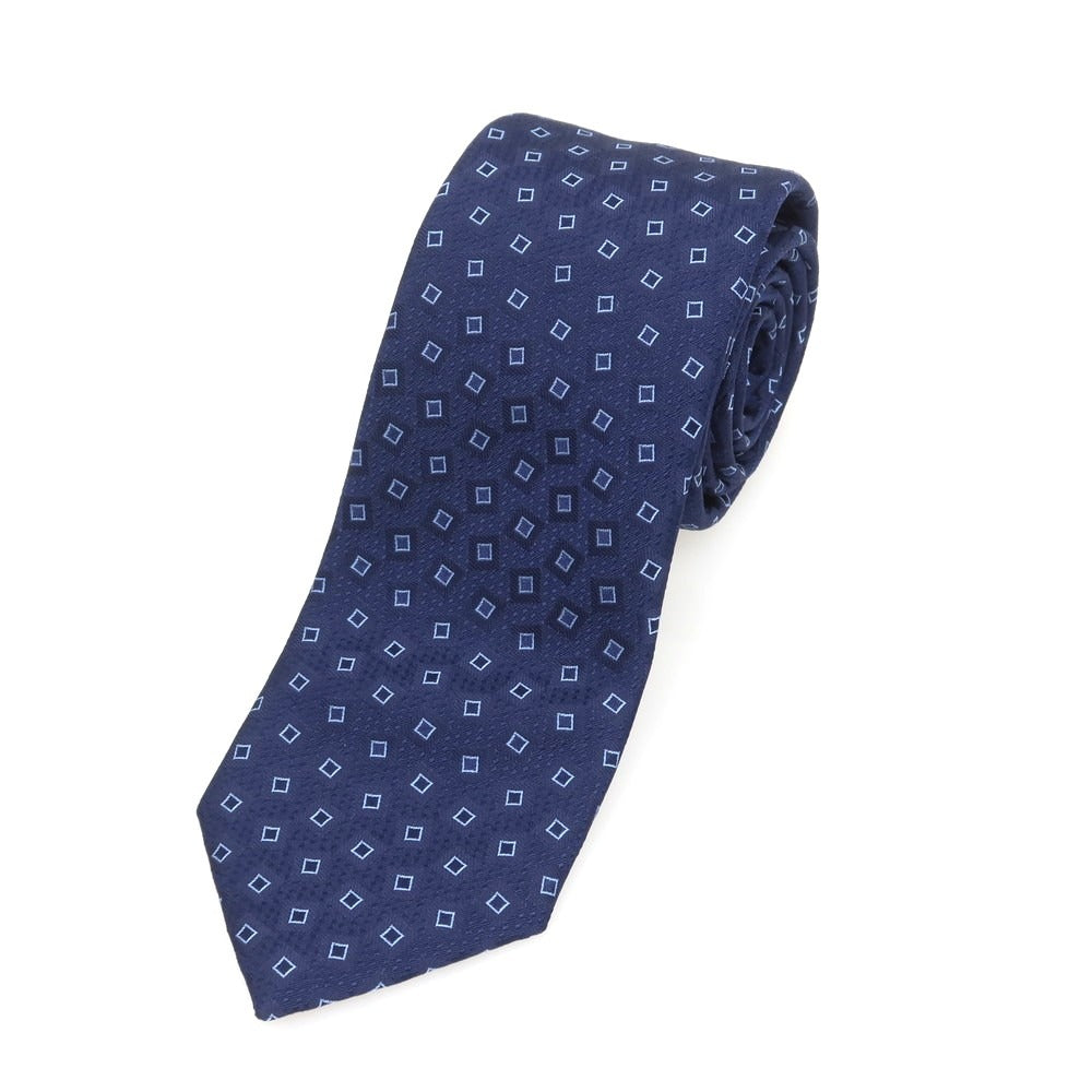 【中古】エンポリオ アルマーニ EMPORIO ARMANI シルク 小紋柄ネクタイ ネイビーxブルー【 状態ランクB 】【 メンズ 】