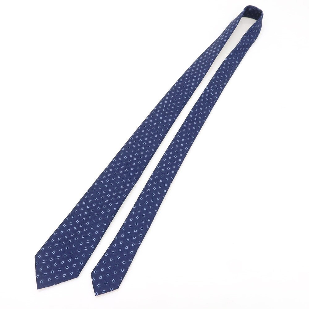 【中古】エンポリオ アルマーニ EMPORIO ARMANI シルク 小紋柄ネクタイ ネイビーxブルー【 状態ランクB 】【 メンズ 】