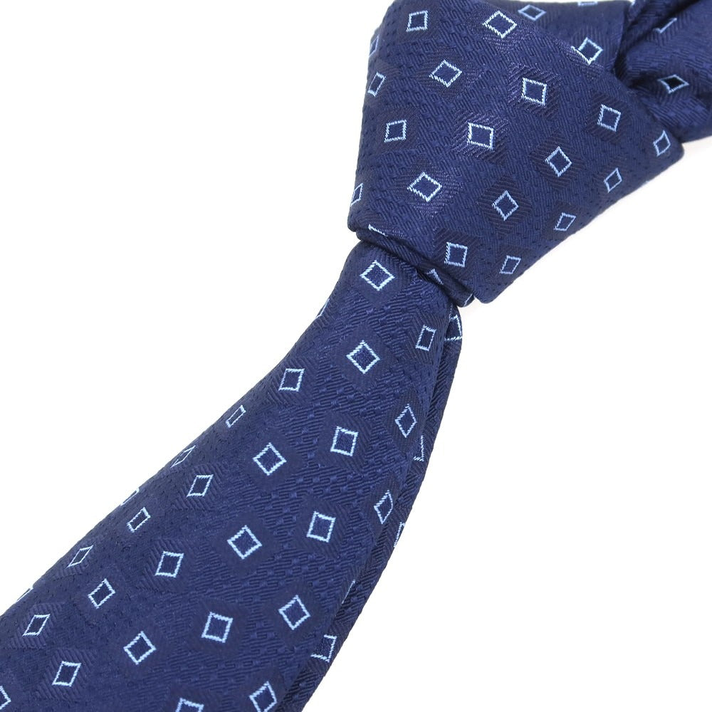 【中古】エンポリオ アルマーニ EMPORIO ARMANI シルク 小紋柄ネクタイ ネイビーxブルー【 状態ランクB 】【 メンズ 】