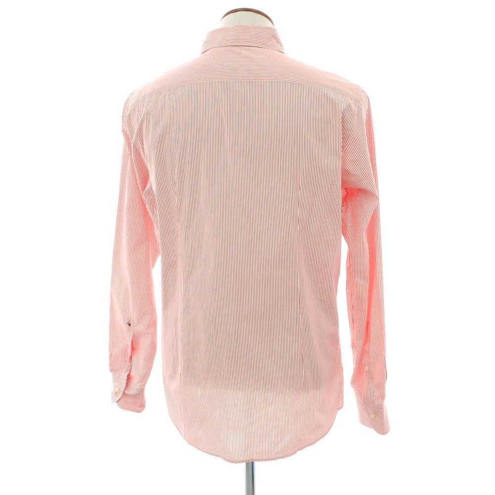 【中古】グランシャツ Glanshirt コットン ストライプ セミワイドカラー カジュアルシャツ レッドxホワイト【 40 】【 状態ランクB 】【 メンズ 】