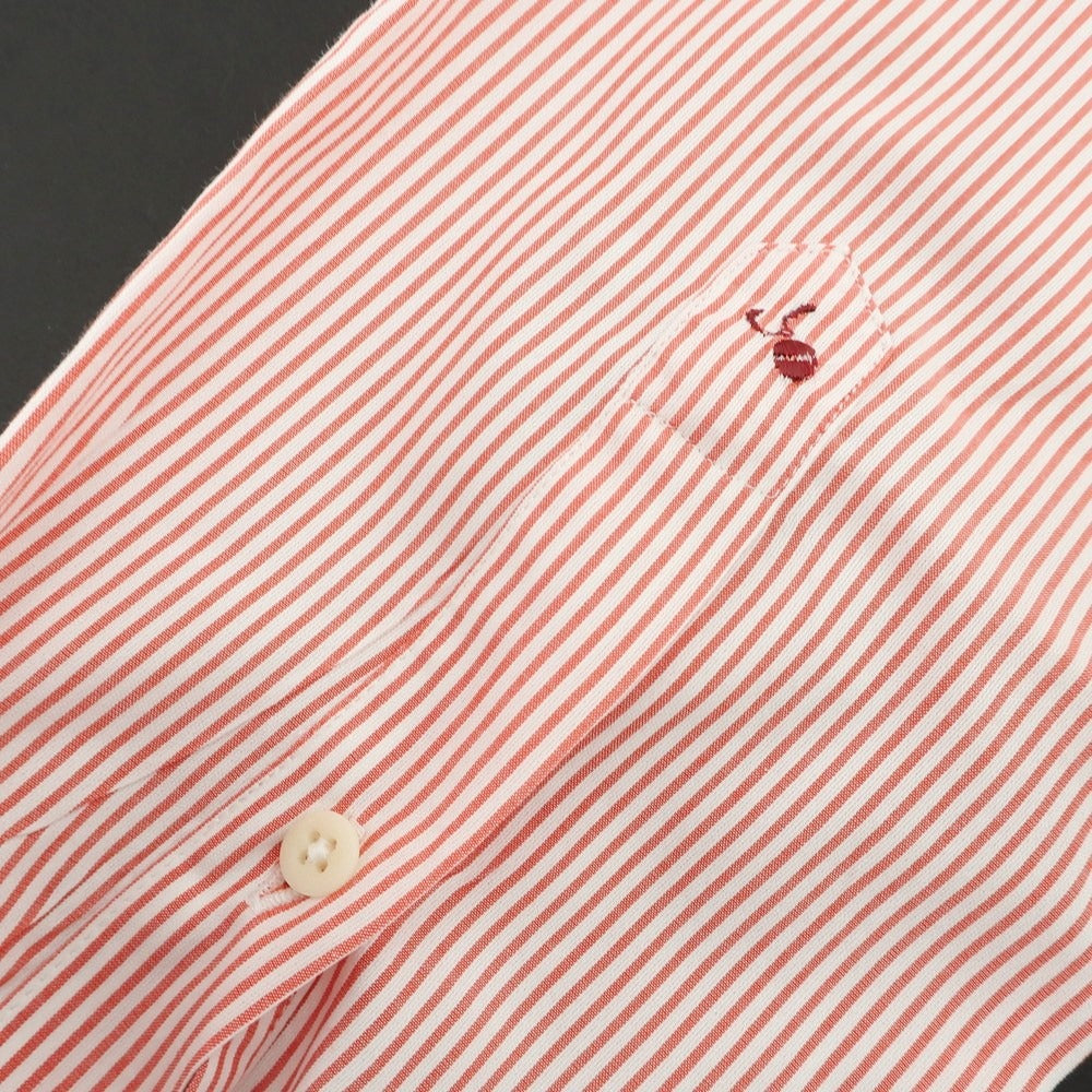 【中古】グランシャツ Glanshirt コットン ストライプ セミワイドカラー カジュアルシャツ レッドxホワイト【 40 】【 状態ランクB 】【 メンズ 】