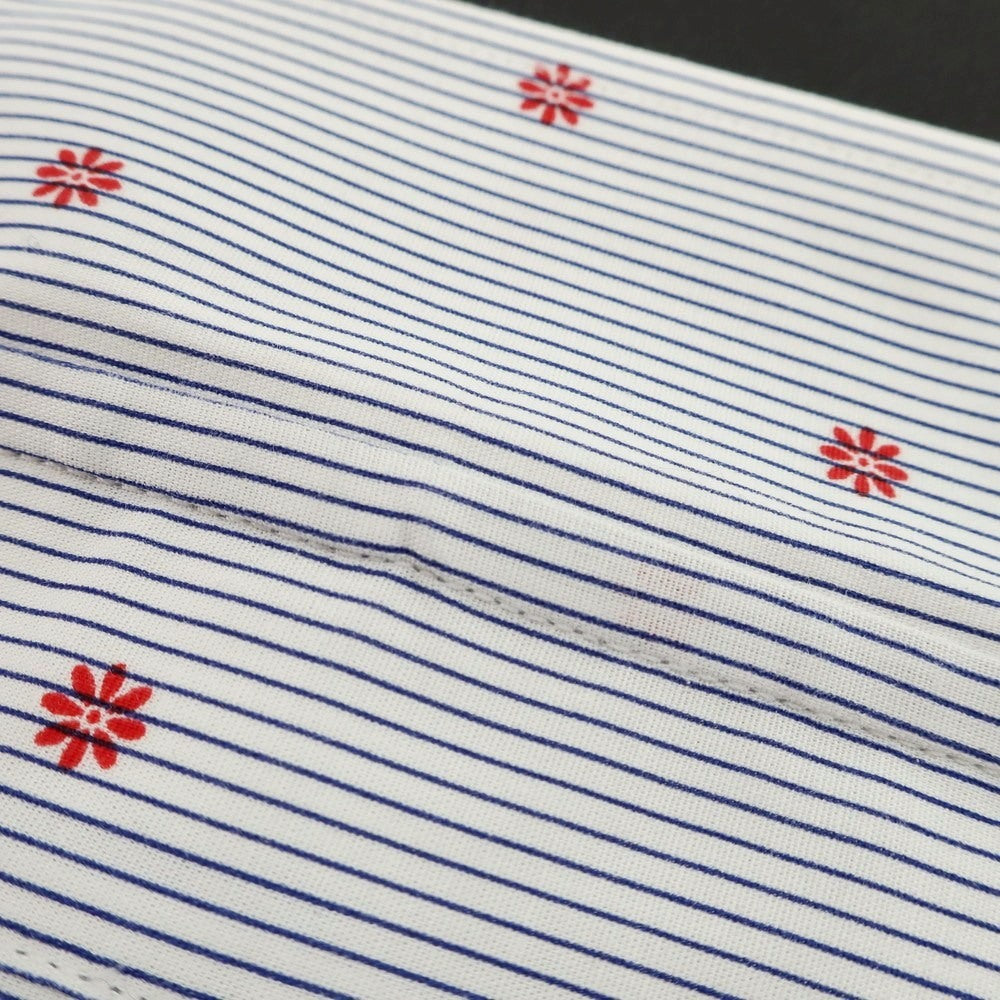 【中古】バグッタ Bagutta コットン レギュラーカラー カジュアルシャツ ホワイトxネイビー【 40 】【 状態ランクC 】【 メンズ 】