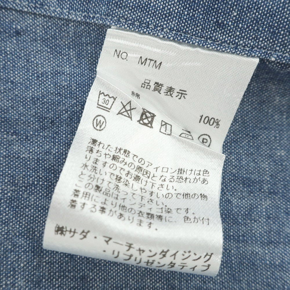 【中古】メイカーズシャツ カマクラ Makers Shirt 鎌倉 コットン シャンブレー ワイドカラー カジュアルシャツ ブルー【 表記なし(M位) 】【 状態ランクC 】【 メンズ 】