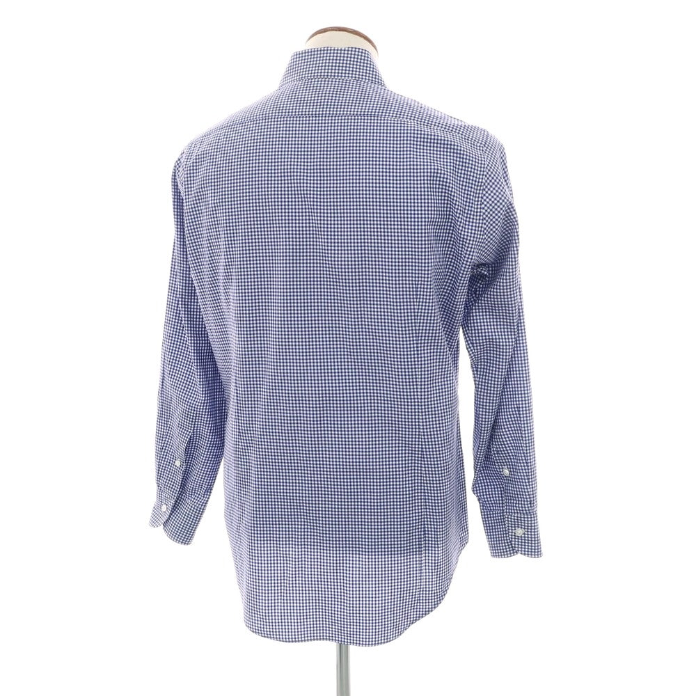 【中古】メイカーズシャツ カマクラ Makers Shirt 鎌倉 コットン ギンガムチェック ホリゾンタルカラー カジュアルシャツ ブルーxホワイト【 表記なし(M位) 】【 状態ランクC 】【 メンズ 】