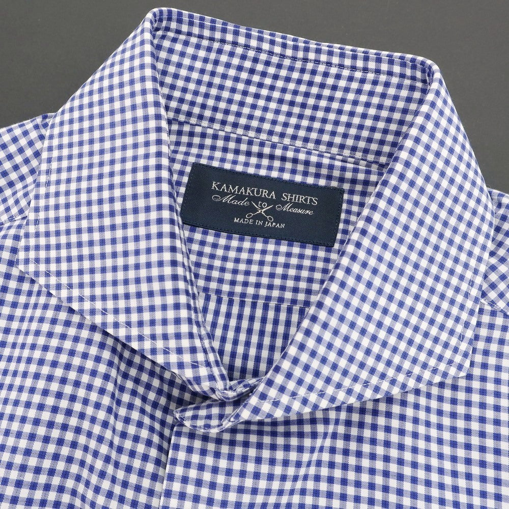 【中古】メイカーズシャツ カマクラ Makers Shirt 鎌倉 コットン ギンガムチェック ホリゾンタルカラー カジュアルシャツ ブルーxホワイト【 表記なし(M位) 】【 状態ランクC 】【 メンズ 】