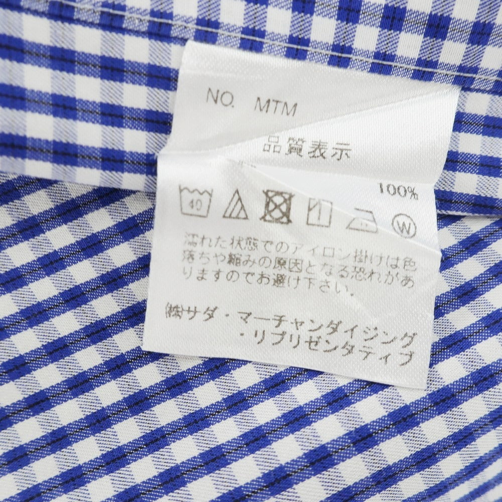 【中古】メイカーズシャツ カマクラ Makers Shirt 鎌倉 コットン ギンガムチェック ホリゾンタルカラー カジュアルシャツ ブルーxホワイト【 表記なし(M位) 】【 状態ランクC 】【 メンズ 】