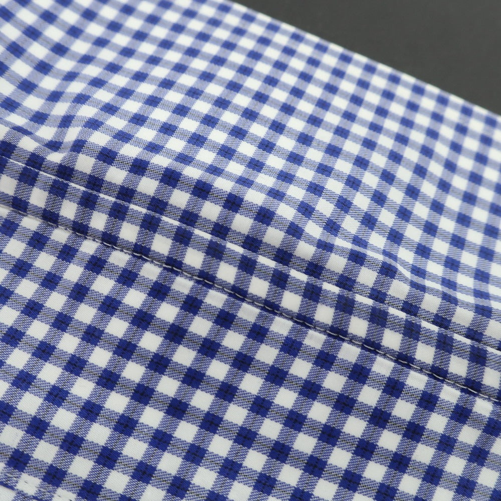 【中古】メイカーズシャツ カマクラ Makers Shirt 鎌倉 コットン ギンガムチェック ホリゾンタルカラー カジュアルシャツ ブルーxホワイト【 表記なし(M位) 】【 状態ランクC 】【 メンズ 】