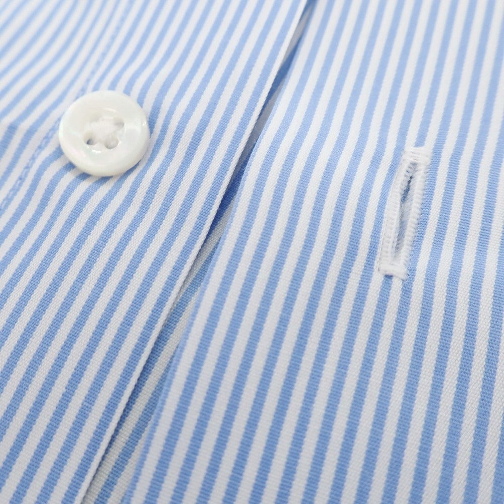 【中古】メイカーズシャツ カマクラ Makers Shirt 鎌倉 コットン ストライプ ワイドカラー ドレスシャツ ライトブルーxホワイト【 表記なし(M位) 】【 状態ランクC 】【 メンズ 】