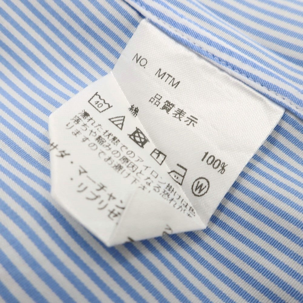 【中古】メイカーズシャツ カマクラ Makers Shirt 鎌倉 コットン ストライプ ワイドカラー ドレスシャツ ライトブルーxホワイト【 表記なし(M位) 】【 状態ランクC 】【 メンズ 】