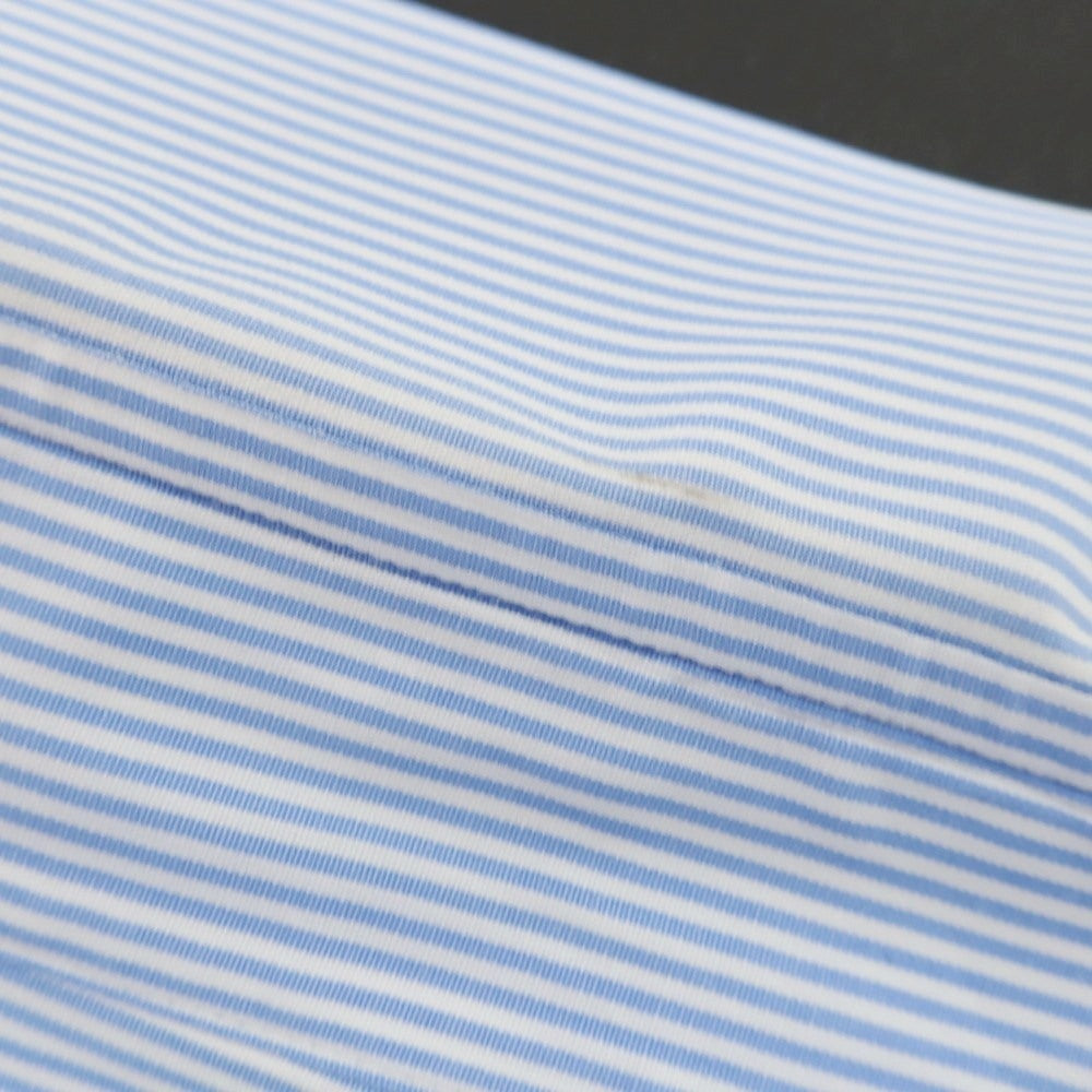 【中古】メイカーズシャツ カマクラ Makers Shirt 鎌倉 コットン ストライプ ワイドカラー ドレスシャツ ライトブルーxホワイト【 表記なし(M位) 】【 状態ランクC 】【 メンズ 】