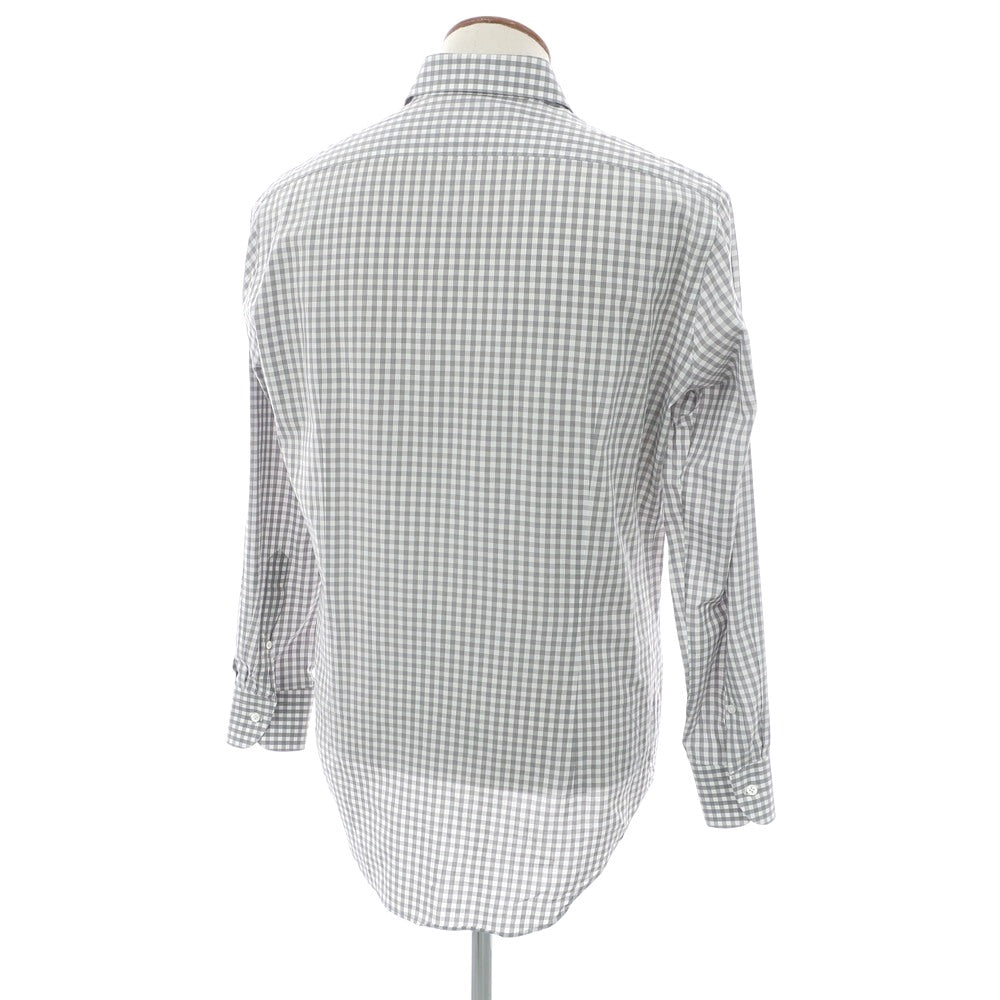 【中古】メイカーズシャツ カマクラ Makers Shirt 鎌倉 コットン ギンガムチェック ワイドカラー カジュアルシャツ グレーxホワイト【 表記なし(M位) 】【 状態ランクC 】【 メンズ 】