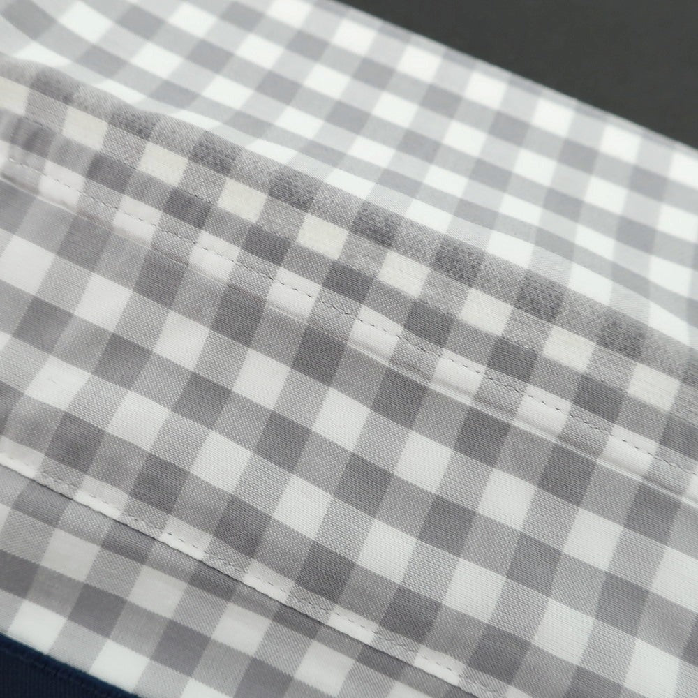【中古】メイカーズシャツ カマクラ Makers Shirt 鎌倉 コットン ギンガムチェック ワイドカラー カジュアルシャツ グレーxホワイト【 表記なし(M位) 】【 状態ランクC 】【 メンズ 】