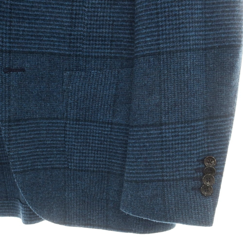 【中古】ブリッラ ペル イル グスト Brilla per il gusto ウールカシミヤ チェック テーラードジャケット グリーンブルーxネイビー【 42 】【 状態ランクB 】【 メンズ 】