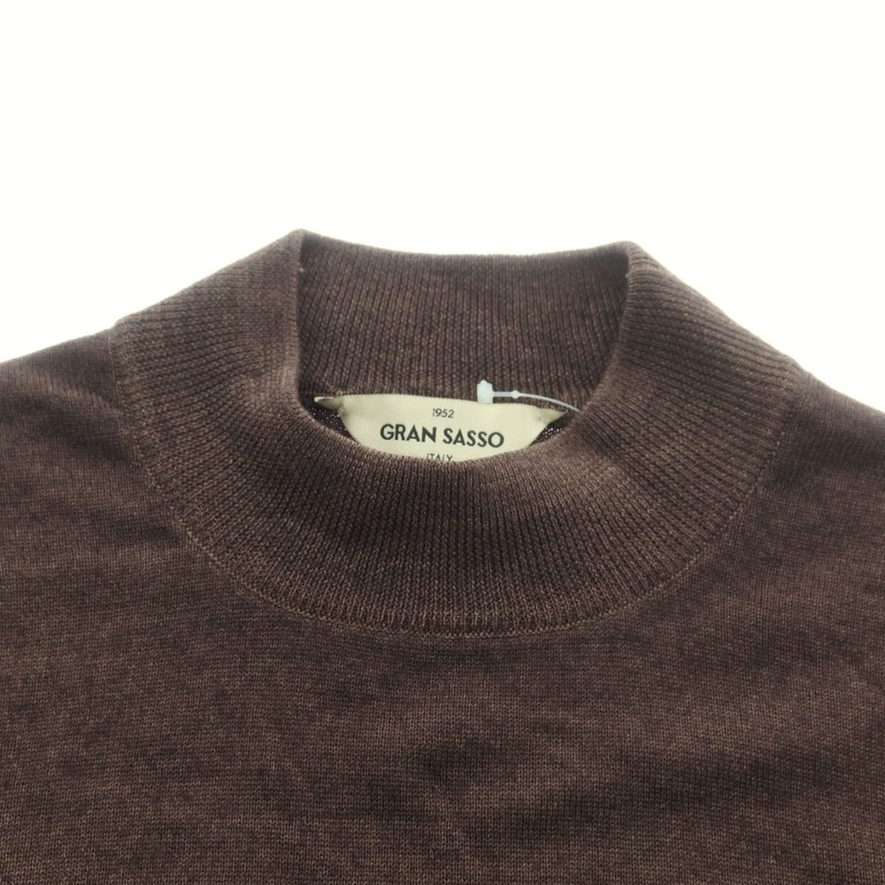 【中古】グランサッソ GRAN SASSO ハイゲージ ウール モックネック プルオーバーニット ダークアッシュブラウン【 44 】【 状態ランクB 】【 メンズ 】