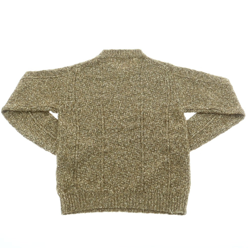 【中古】セッテフィーリ カシミア Settefili Cashmere アルパカ混コットン クルーネック プルオーバーニット カーキxホワイト【 46 】【 状態ランクB 】【 メンズ 】