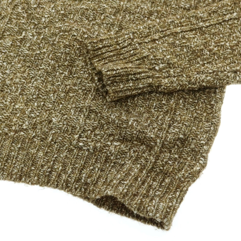 【中古】セッテフィーリ カシミア Settefili Cashmere アルパカ混コットン クルーネック プルオーバーニット カーキxホワイト【 46 】【 状態ランクB 】【 メンズ 】