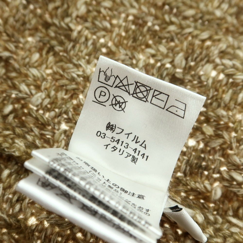 【中古】セッテフィーリ カシミア Settefili Cashmere アルパカ混コットン クルーネック プルオーバーニット カーキxホワイト【 46 】【 状態ランクB 】【 メンズ 】