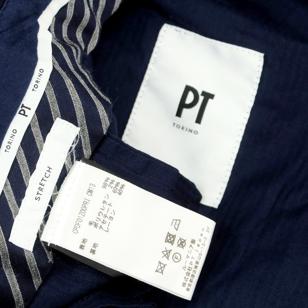 【中古】ピーティートリノ PT TORINO ストレッチウール ドレススラックスパンツ ネイビー【 44 】【 状態ランクB 】【 メンズ 】