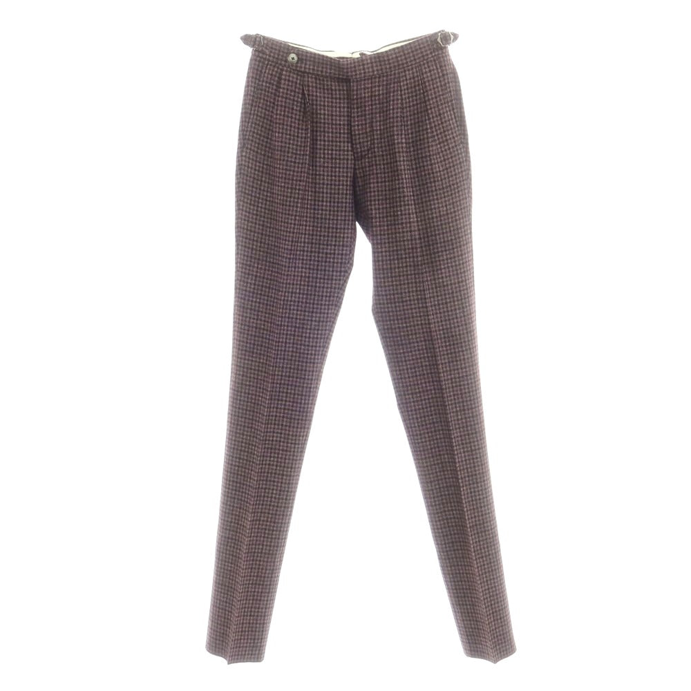 【中古】【未使用】ジーティーアー G.T.A HERRICK ウールポリエステル チェック ドレススラックスパンツ パープルxブラック【 44 】【 状態ランクS 】【 メンズ 】