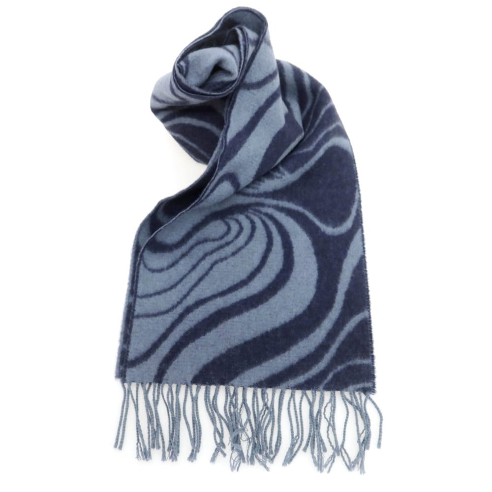 【中古】ジョンストンズ JOHNSTONS カシミヤ マフラー ネイビーxグレー【 状態ランクC 】【 メンズ 】