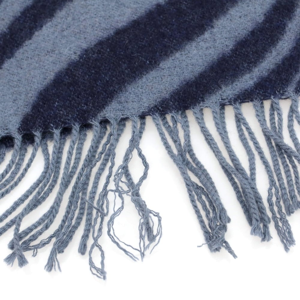 【中古】ジョンストンズ JOHNSTONS カシミヤ マフラー ネイビーxグレー【 状態ランクC 】【 メンズ 】