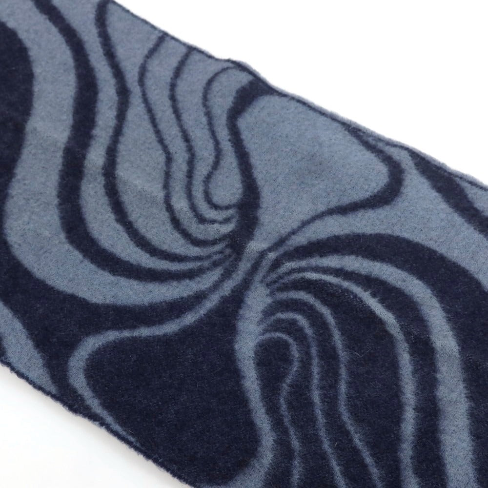 【中古】ジョンストンズ JOHNSTONS カシミヤ マフラー ネイビーxグレー【 状態ランクC 】【 メンズ 】