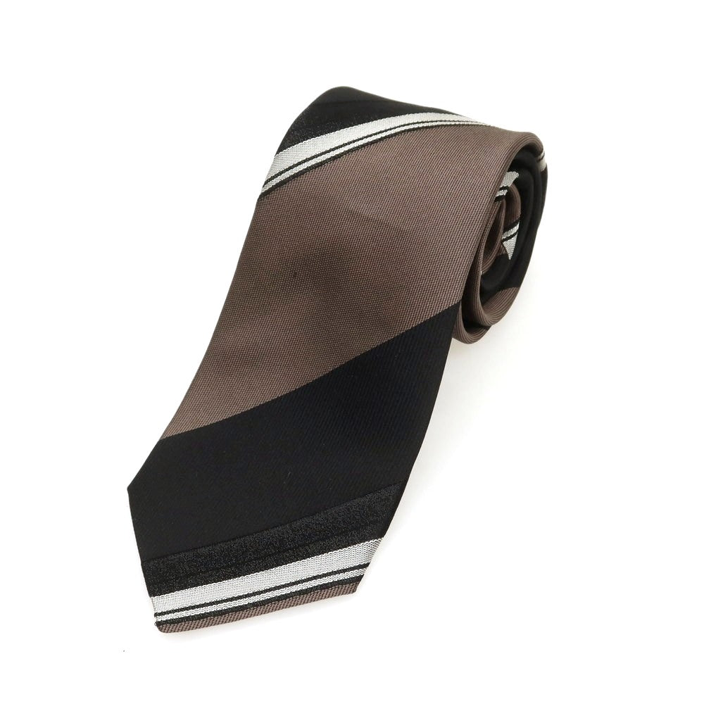 【中古】フィオリオ FIORIO シルク ストライプ柄ネクタイ ウォームグレーxブラック【 状態ランクB 】【 メンズ 】