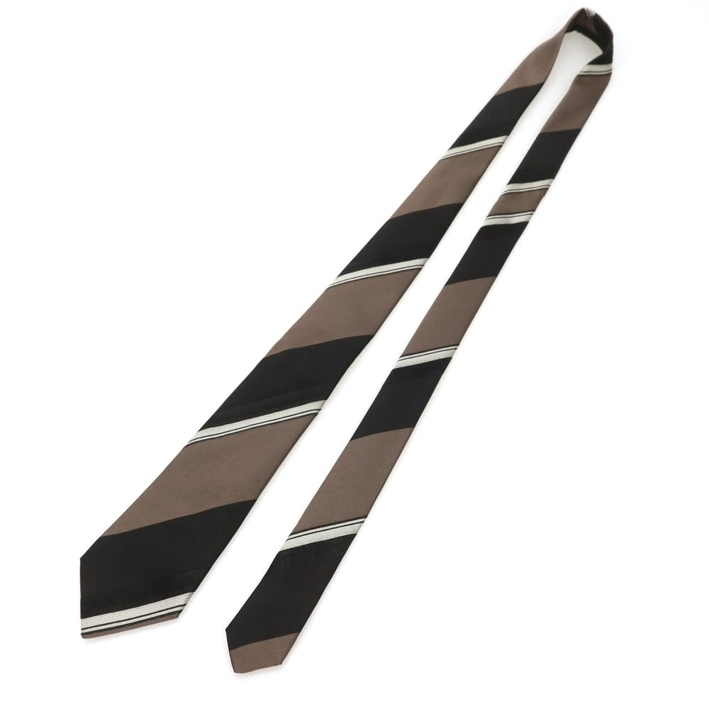 【中古】フィオリオ FIORIO シルク ストライプ柄ネクタイ ウォームグレーxブラック【 状態ランクB 】【 メンズ 】