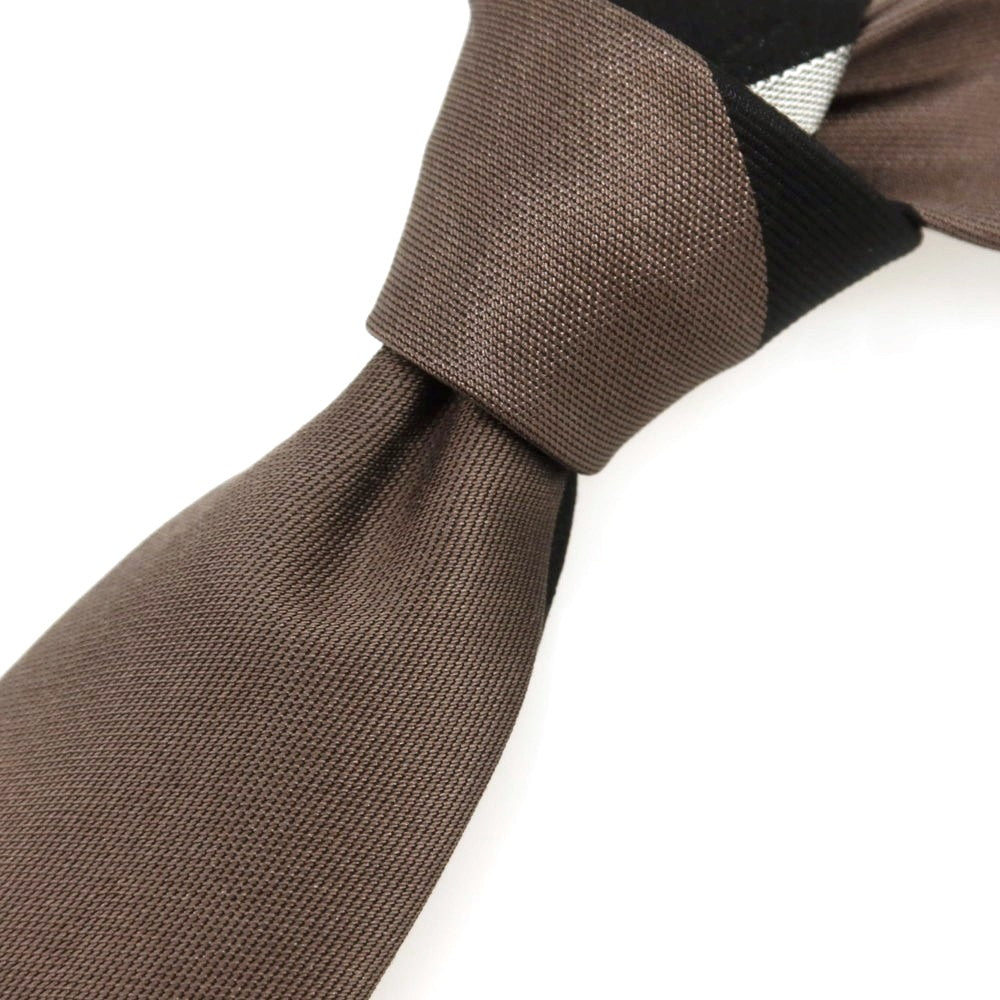 【中古】フィオリオ FIORIO シルク ストライプ柄ネクタイ ウォームグレーxブラック【 状態ランクB 】【 メンズ 】