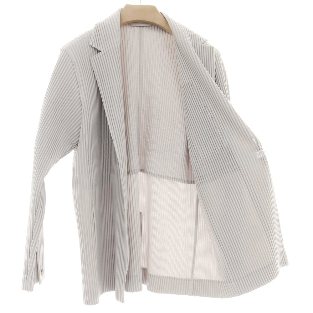【SALE10%OFF/返品不可】【中古】オム プリッセ イッセイミヤケ HOMME PLISSE ISSEY MIYAKE プリーツ加工 カジュアルジャケット ライトグレー【 3 】【 状態ランクA 】【 メンズ 】