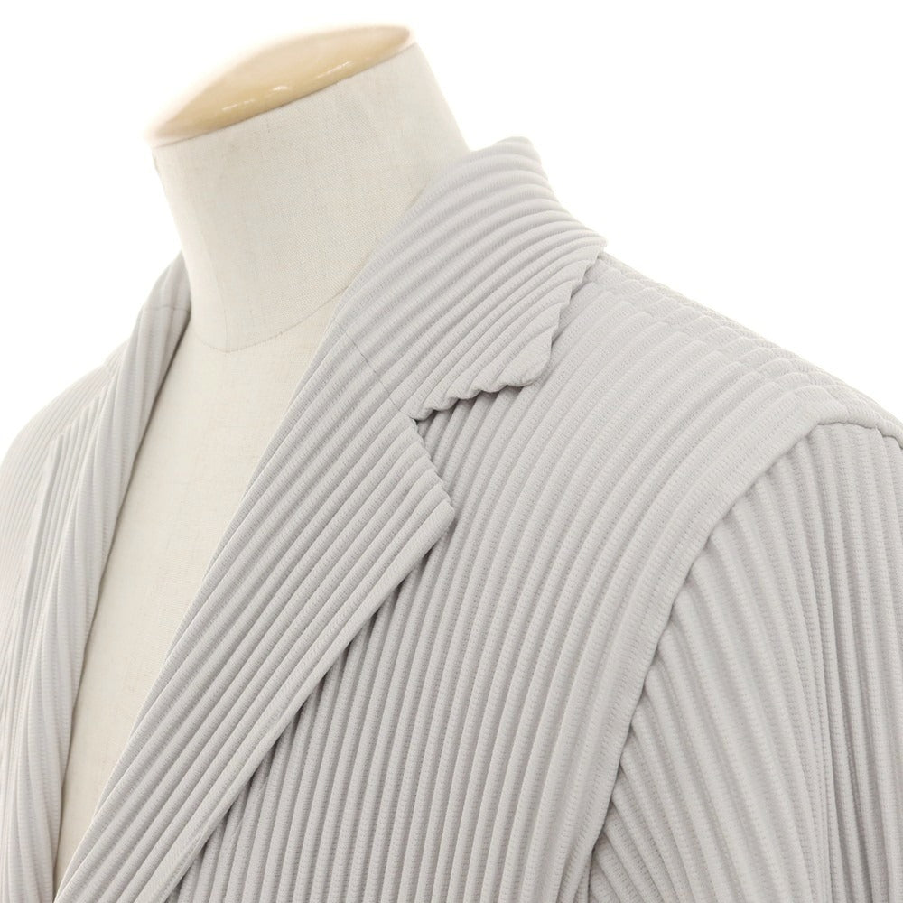 【中古】オム プリッセ イッセイミヤケ HOMME PLISSE ISSEY MIYAKE プリーツ加工 カジュアルジャケット ライトグレー【 1 】【 状態ランクA 】【 メンズ 】