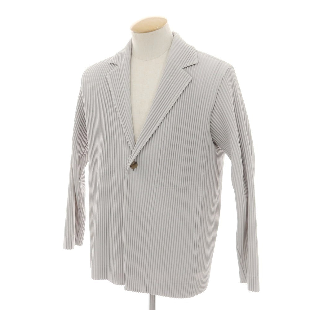 【中古】オム プリッセ イッセイミヤケ HOMME PLISSE ISSEY MIYAKE プリーツ加工 カジュアルジャケット ライトグレー【 1 】【 状態ランクA 】【 メンズ 】