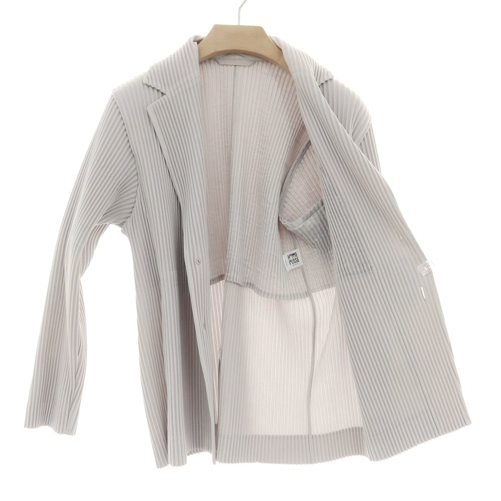【中古】オム プリッセ イッセイミヤケ HOMME PLISSE ISSEY MIYAKE プリーツ加工 カジュアルジャケット ライトグレー【 1 】【 状態ランクA 】【 メンズ 】